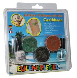 Eulenspiegel 730027 - Set Purpurina Tatuajes del Caribe XL, Carnaval, Halloween, Fiesta Temática