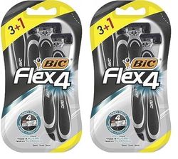 BIC Flex4 maquinillas de afeitar desechables para hombre, para un afeitado apurado y rápido, Blíster de 3+1 cuchillas de afeitar, Estándar (Paquete de 2)