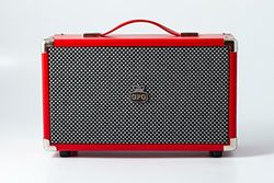 GPO Westwood Speaker Bluetooth Retro, Diffusore Portatile da 25 Watt con Subwoofer, Ingresso RCA, Griglia Retro, Maniglia di Trasporto, Rosso