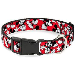 Buckle-Down Collare con Clip in plastica, Motivo Topolino in Pose, Rosso/Nero/Bianco, Larghezza 1,27 cm, Adatto per Collo da 20,3 a 30,5 cm, Taglia M