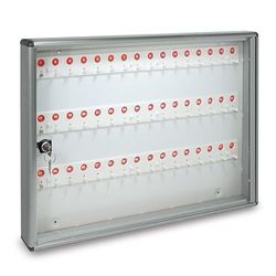 ALUBOX Caja para Llaves de Pared en Aluminio 30X5X14 cm – Llaveros de Pared para Casa Interior o Exterior Protegido – Made in Italy con 48 Ganchos Numerados (PLATA METALIZADA)