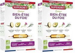SUPERDIET-QUATUOR DIGESTION BIO-Bien-être du foie -Radis Noir Artichaut Chardon Marie Romarin-Fabrication Française-20 Ampoules de 10ml (Lot de 2)