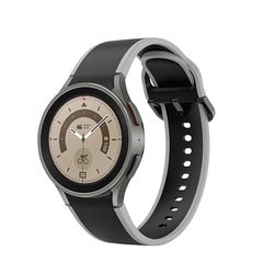 System-S Cinturino 20mm in silicone per Samsung Galaxy Watch 5 4 Smartwatch Beige Nero, beige e nero, Eine Grösse
