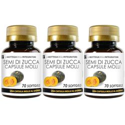 Semi di Zucca 210 Softgels | Perle con Olio Spremuto a Freddo titolato in Omega 3 Omega 6 e Omega 9, Acido Linoleico e Acido Oleico | 1 Softgel al giorno