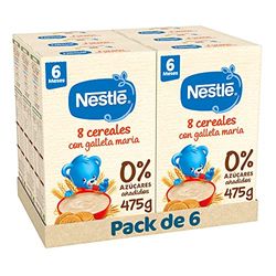 Nestlé Papilla 8 Cereales con Galleta, sin azúcares añadidos, a partir de los 6 meses, 475 g