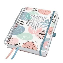 SIGEL J5602 Jolie Spiral Diary 2025, Rose Inspiration, 120 GSM, 16,8 x 21,5 cm, hardcover, 240 Pages, Pink, Grey, Mint