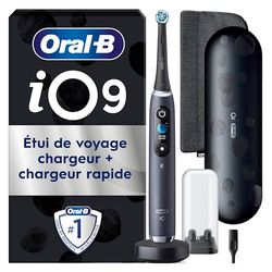 Oral-B iO 9 Brosse À Dents Électrique Noire Pour Adultes, Édition Spéciale, 7 Modes De Brossage Avec Blancheur Et Soin Des Gencives, Accessoires, 1 Brossette De Rechange, 1 Étui De Voyage, 1 Chargeur