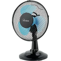 ARDES - AR5EA23B stille tafelventilator met 3 vleugels New Easy 23 - Ardes ventilator volledig in zwart oscillerend met verticale helling en handmatige bediening - Ardes tafelventilator met 2