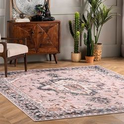 nuLOOM Sasha Tapis décoratif médaillon Lavable en Machine, 0,9 x 12,7 cm, Rose