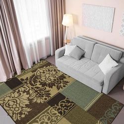 Ottomanson Tappeto dal design contemporaneo con motivo damascato, collezione Ottohome, fondo in gomma, 150 cm x 200 cm, colore: Marrone