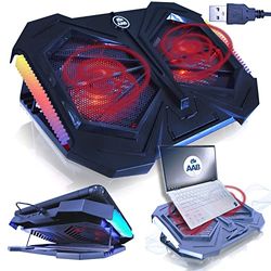 AABCOOLING Mantis - Gaming Laptop Cooler with 2 Fans, Adjustable Tilt and Red Backlight, Cooling Pad, Laptop Cooler, Laptop Tray, Laptop Stand, Multicolour-illuminated RGB, NC93
