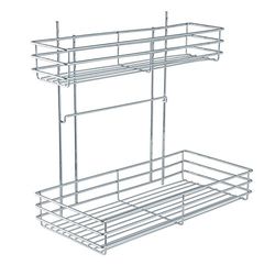 WENKO 5930100 hylla förlängning duo 22 x 47 x 44 cm utdragbar dubbel hylla montering på kylskåp krom