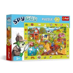 Trefl - Spy Guy observatiepuzzel: Boerderij - 24 stukjes - Vind alle voorwerpen in het frame, Kleurrijke puzzel vol details, Waarnemingstraining voor kinderen vanaf 3 jaar
