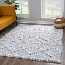 carpet city Tapis à Poils Longs, 140 x 200 cm, Style Maison de Campagne, Ethnique, Gris, Profond, Effet 3D, Moelleux, Doux, pour Salon, Chambre à Coucher, à Poils Longs
