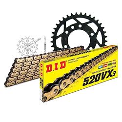 Kettingset DID staal 520VX3 / 98 clipslot voor Suzuki GN L TD 400 cc bj. 1980-1982