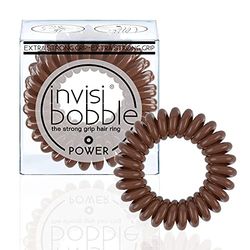 Invisibobble elastico per capelli marrone Power Pretzel Brown x3 - Elastici per capelli extra forte per donne e uomini - Elastici senza segno