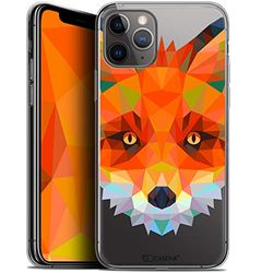 Caseink Hoesje voor Apple iPhone 11 Pro Max (6,5) [Gel HD Bedrukt in Frankrijk Polygon Serie Animal - Zacht, Ultradun] Vos