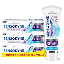 Sensodyne Clinical Repair Dentifrice pour dents sensibles avec 5% NovaMin pour un soulagement longue durée 3 x 75 ml