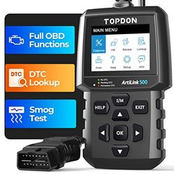 TOPDON AL500 OBD2 Code Reader with Full OBD2 Functions, 2.8 ″ TFT Display, Free Update, DTC Lookup, Print via PC, Built-in Help Menu, Black