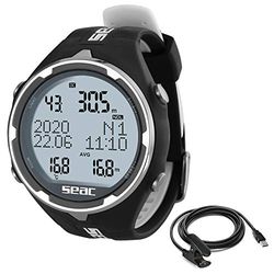 SEAC Action, Computer da Subacquea per Immersioni e Apnea, Dive Manager per PC/Mac, Allarmi di Sicurezza, Dive Log, Nero/Bianco + USB