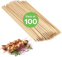 Perfectware Brochettes Kabob en bois naturel pour barbecue, amuse-bouches, fruits, cocktails, fruits de mer 25,4 cm x 27,9 cm Pointe pointue