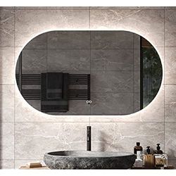 Schaere Miroir de Salle de Bain Ovale avec éclairage LED à intensité Variable à Changement de Couleur et Chauffage par Miroir, 120 x 70 cm, série 8020