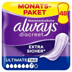 Always Discreet Boutique, 40 Serviettes Hygiéniques Incontinence Femme, Long 4 Gouttes, Protection Absorbante pour Fuites Urinaires Importantes ou post accouchement, Format Eco