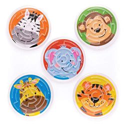 Baker Ross Jungle Chums labyrintspel "Djungelvänner" (6-pack) labyrint och bollspel, perfekt för barnpresenter, halloweenpartyartiklar, pinata-fyllmedel eller födelsedagspresenter
