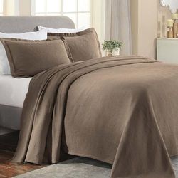 Superior Paisley 3-delige katoenen bedsprei, slaapkamerdecoratie, decoratieve bedsprei, 2 kussenslopen, medium gewicht deken, gewatteerd dekbed, vintage bloemenpatroon, fullsize, taupe