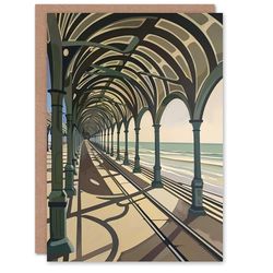 Artery8 Greeting Card Victorian Pier Blackpool England UK Seaside Blank For Him Or Her Art Birthday Card