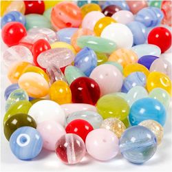 Creativ e 684250 - Cuentas de vidrio (0,5 a 1,5 mm, Multicolor, redondas, ovaladas/redondas, redondas, redondas, 6 a 13 mm, 60 g)