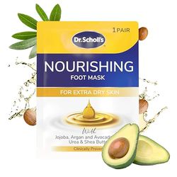 Dr. Scholl’s Intensely Nourishing Foot Moisturiser Mask for Extra Dry Skin - Soft & Smooth Feet in Only 20 Minutes, Triple Oil Blend with Avocado, Argan and Jojoba, Easy to Use, Non-Greasy, 1 Pair
