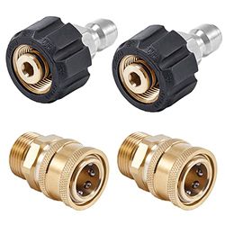 Raincovo Hogedrukreiniger Quick Connect fittingen, M22 14 mm tot 3/8 inch slangadapter, 4 stuks