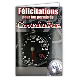 AFIE 591212 Carte Félicitations pour ton permis de Conduire B Voiture avec Enveloppe 12x17,5cm 17 18 19 20 ans Majorité Indépendance Compteur de Vitesse