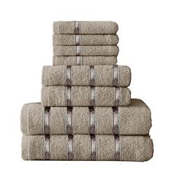 GC GAVENO CAVAILIA Premium 100% Combed Cotton Bath Sheets Set, Super Soft and Highly Absorbent Bathroom Towels, Silver, 8PK Boston Bale