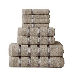 Gaveno Cavailia Luxueux Lot de 8 Boston Serviette Bale Ensemble, 100% Coton, Silver, 8Pc Bale Set