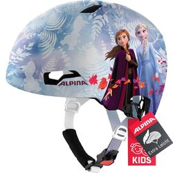 ALPINA HACKNEY Disney Frozen II Fietshelm, licht, onbreekbaar en optimaal geklimatiseerde Disney fietshelm met achteraf uitbreidbare led, voor kinderen, Frozen II, 47-51 cm