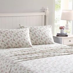 Laura Ashley Jogo de lençóis em flanela, Audrey Pink, casal duplo