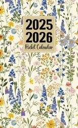 2025-2026 Pocket Calendar: Small Size Two Year Monthly Planner for Purse (January 2025 to December 2026) with Holidays, Flower Cover.