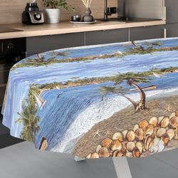 Vaxduk bordsduk tvättbar vaxduk vaxduk trädgårdsduk utomhus inomhus oval 240 x 140 cm skärkant semester