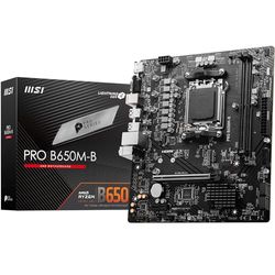 MSI PRO B650M-B Motherboard, Micro-ATX - Supports AMD Ryzen 9000 / 8000 / 7000 Series Processors, AM5 - DDR5 Memory Boost 6800+MHz/OC, 1 x PCIe 4.0 x16, 1 x M.2 Gen4, 2.5G LAN