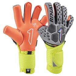 Rinat Kaizen Pro Gant de Gardien de But Mixte, Gris/Jaune/Orange, 10