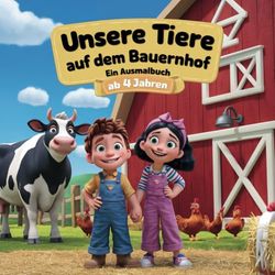 Unsere Tiere auf dem Bauernhof - Ein Ausmalbuch für Kinder ab 4 Jahren mit 50 Tierausmalbildern