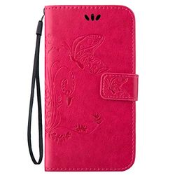 Carcasa de telefono for Galaxy J3 Crazy Horse Texture Printing Funda de Cuero con Tapa Horizontal con Soporte y Ranuras for Tarjetas y Billetera y cordón (Negro) (Color : Magenta)
