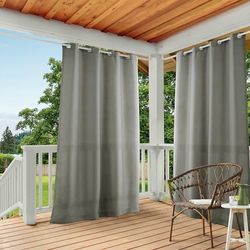 Exclusive Home Cabana Lot de 2 Rideaux Unis à œillets filtrant la lumière pour intérieur/extérieur, 137,2 x 304,8 cm, Gris Moyen