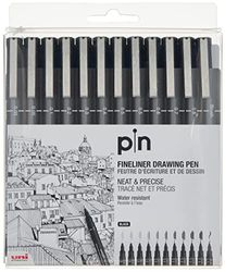 UNI PIN FINELINER DRAWING PEN SET 12 BLACK