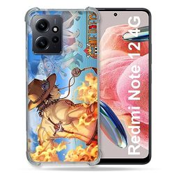 Versterkte hoes van gehard glas voor Xiaomi Redmi Note 12 4G Manga One Piece Ace Color