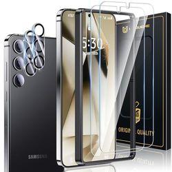 UniqueMe Compatibel met Samsung Galaxy S24 Plus Screen Protector, 2 Stuks Schermbeschermers en 2 Stuks Camerabescherming, 9H Hardheid, HD Helder, Krasbestendig