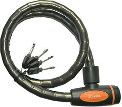 MASTER LOCK Cadeado de bicicleta, 1 m cabo, chave, exterior 8228EURDPROSM, para bicicleta, skate, passagem, corta-relvas e outro equipamento