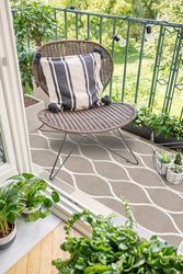 VINILIKO Design | Alfombra Vinílica Lisa Impresa - Celosía Marrón 80x300 cm - Interior y Exterior, Antideslizante, Impermeable, Lavable - Oriental Moderna - Alfombra Vinilo Salón, Terraza
